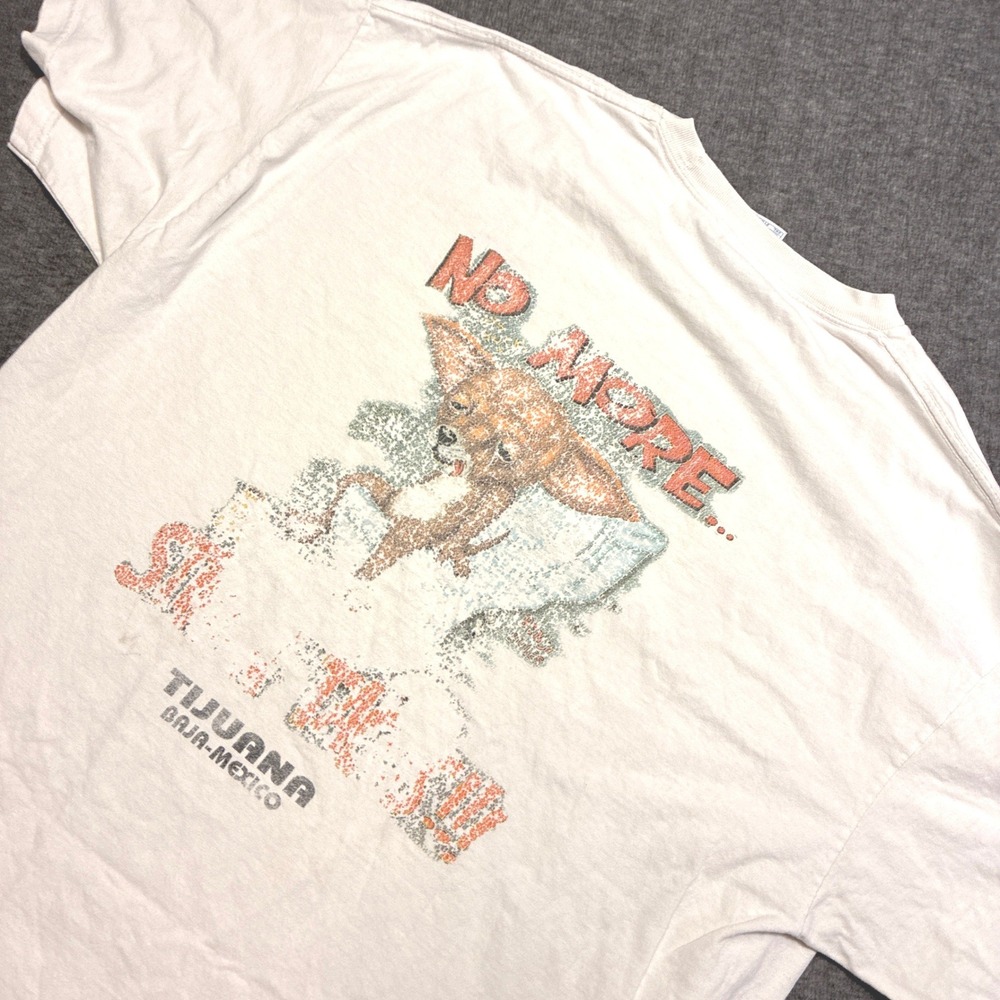Vintage AAA Tijuana Mexico T-Shirt Men 2XL White Graphic Chihuahua No More